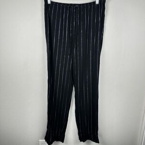 Victoria's Secret Lounge Pants Small Black Blue Stripe Pajama Pj Sleepwear